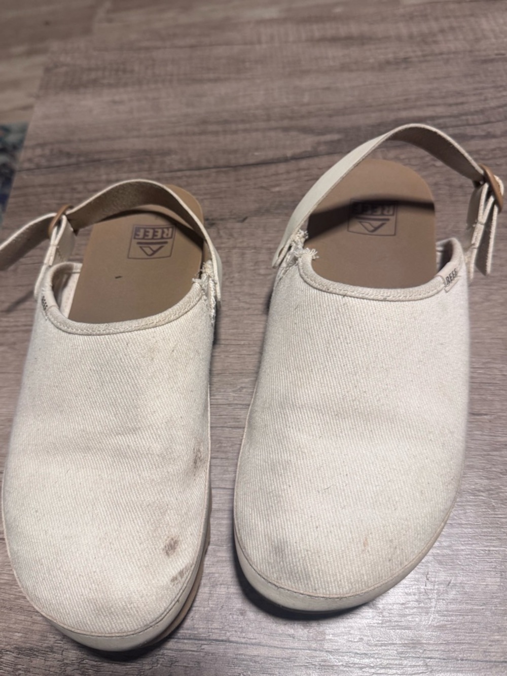 Reef Cream Canvas Slingback Sandals